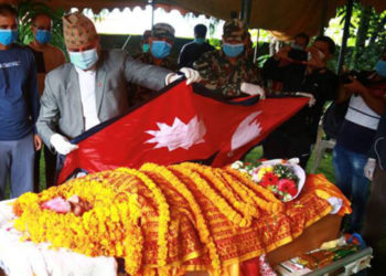 राष्ट्रकवि माधवप्रसाद घिमिरेको राष्ट्रिय सम्मानका साथ अन्त्येष्टि