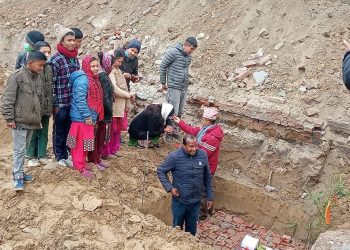 पत्रकार चौधरीले गरे कर्णाली माध्यमिक विद्यालय भवन सिलान्यास